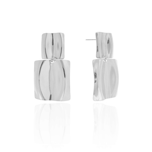 Brinco Geométrico Orgânico 4.2 cm Ródio Branco