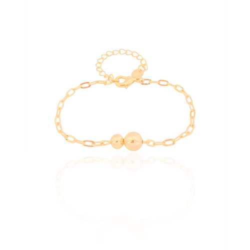 Pulseira Elos Bolas Lisas Banhado a Ouro 18K