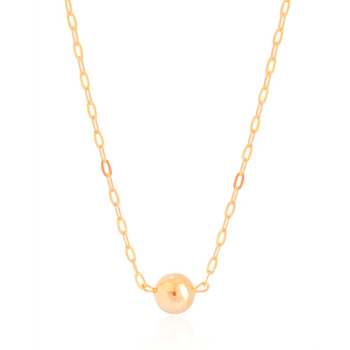 Gargantilha Elos Bola Lisa 12 mm Banhado a Ouro 18K - 45 cm