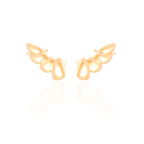Ear Cuff Orgânico Liso 3.0 cm Banhado a Ouro 18K