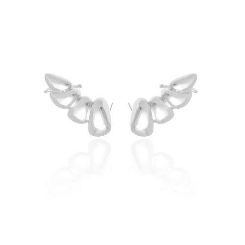 Ear Cuff Orgânico Liso 3.0 cm Ródio Branco