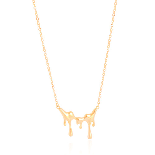 Gargantilha Elos Derretido Liso Banhado a Ouro 18K - 45 cm