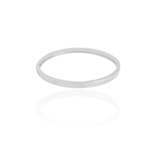 Bracelete Parafusos 4 mm Ródio Branco