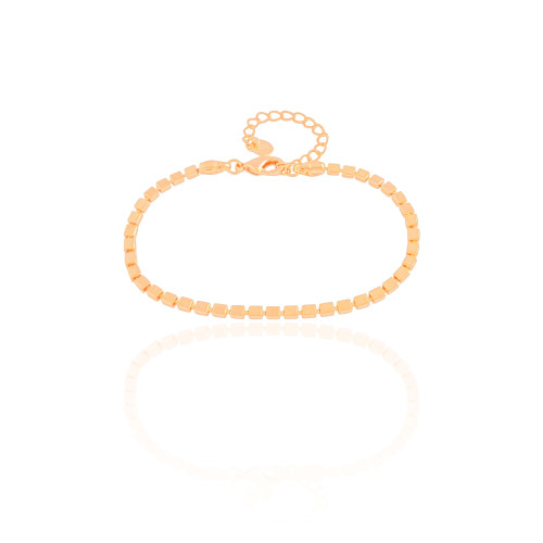 Pulseira Malha Quadrada 3 mm Banhado a Ouro 18K