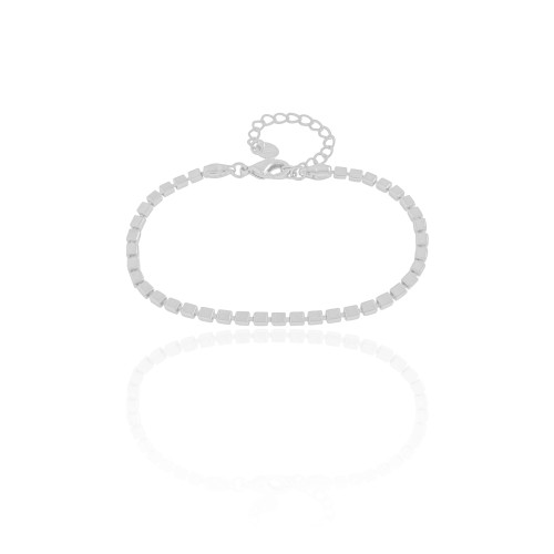 Pulseira Malha Quadrada 3 mm Ródio Branco