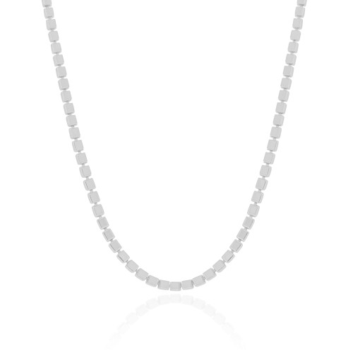 Choker Malha Quadrada 3 mm Ródio Branco
