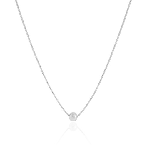 Choker Veneziana Bolinha Lisa 6 mm Ródio Branco