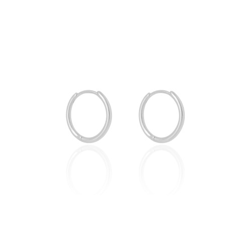 Brinco Argola Click Fio Liso 2.0 cm Ródio Branco