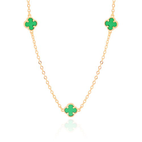 Choker Elos Trevos Tom Esmeralda 1.0 cm Banhado a Ouro 18K