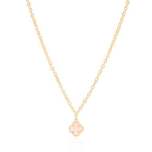 Gargantilha Elos Trevo Tom Madrepérola Banhado a Ouro 18K - 40 cm