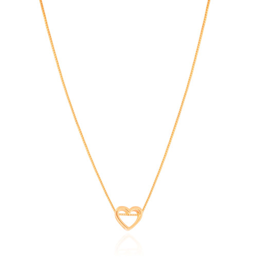 Gargantilha Veneziana Coração Vazado 1.0 cm Banhado a Ouro 18K - 45 cm