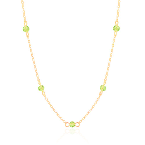 Gargantilha Infantil Elos Cristais Light Green 4 mm Banhado a Ouro 18K - 35 cm