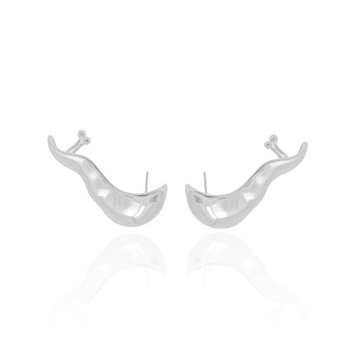 Ear Cuff Orgânico Liso 3.9 cm Ródio Branco