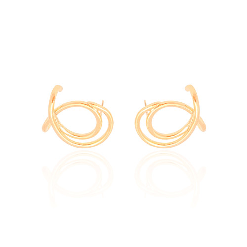 Ear Cuff Entrelaçado Liso 2.5 cm Banhado a Ouro 18K