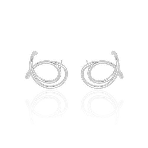 Ear Cuff Entrelaçado Liso 2.5 cm Ródio Branco