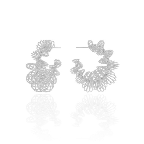 Brinco Argola Mola Espiral 3.6 cm Ródio Branco