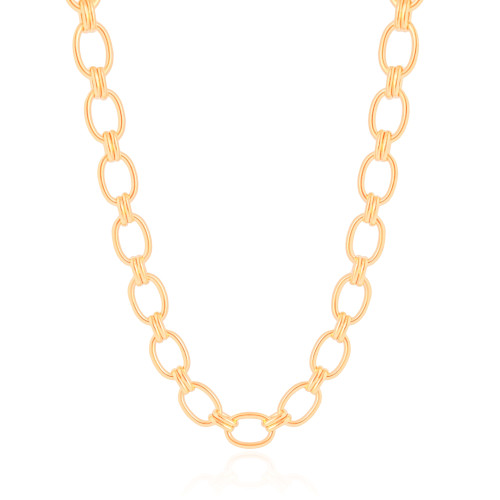 Gargantilha Elos Ovais 9 mm Banhado a Ouro 18K - 40 cm