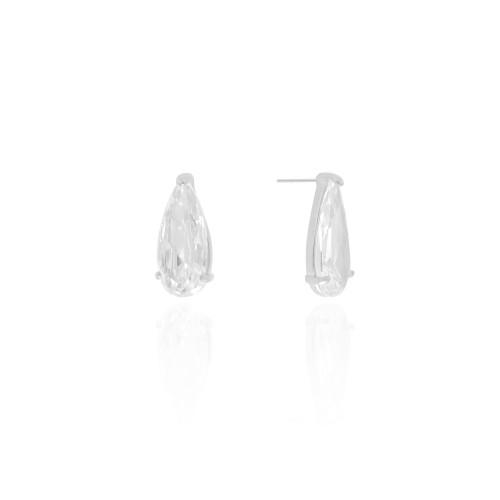 Brinco Gota Cristal 2.3 cm Ródio Branco
