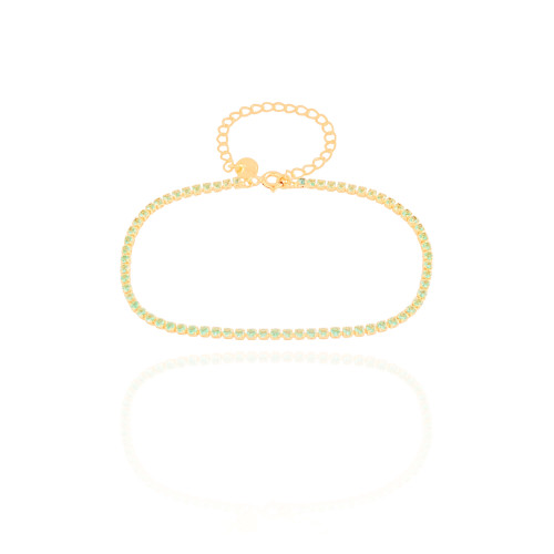 Pulseira Riviera Turmalina 2 mm Banhado a Ouro 18K