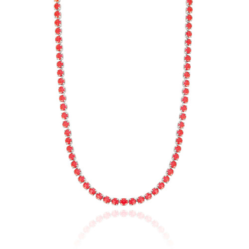 Choker Riviera Fuchsia 3 mm Ródio Branco