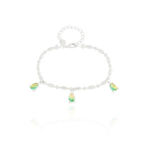 Pulseira Gomos Gotas Turmalina Ródio Branco