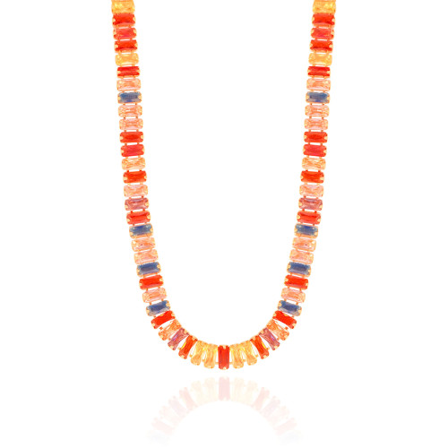 Choker Baguetes Coloridas Banhado a Ouro 18K