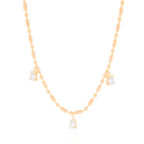Gargantilha Gomos Gotas Cristal Banhado a Ouro 18K - 40 cm