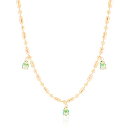 Gargantilha Gomos Gotas Turmalina Banhado a Ouro 18K - 40 cm