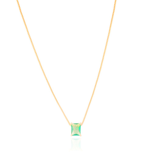 Gargantilha Pingente Retangular Turmalina Banhado a Ouro 18K - 45 cm