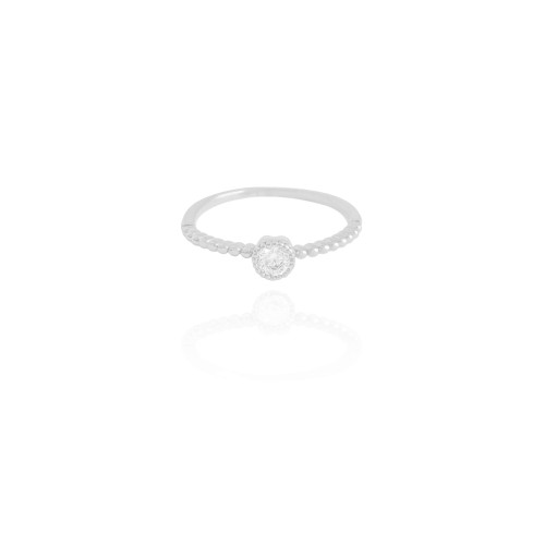 Anel Bolinhas Ponto de Luz Cristal Tamanho 17 Ródio Branco