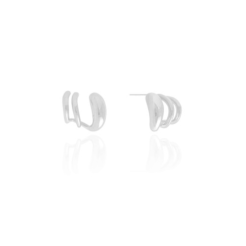 Ear Cuff Três Filetes Lisos 1.7 cm Ródio Branco