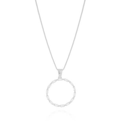 Gargantilha Veneziana Círculo Baguetes Cristal Ródio Branco - 45 cm