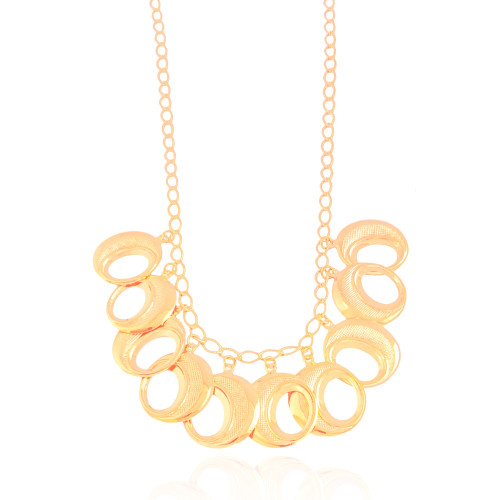 Gargantilha Elos Texturizados Banhado a Ouro 18K - 50 cm