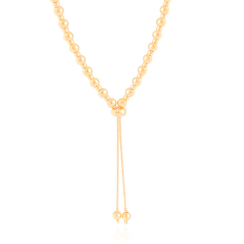 Gargantilha Gravata Bolinhas Lisas Banhado a Ouro 18K - 50 cm