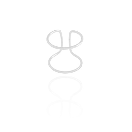 Anel Ajustável Fio Duplo Liso Tamanho P Ródio Branco