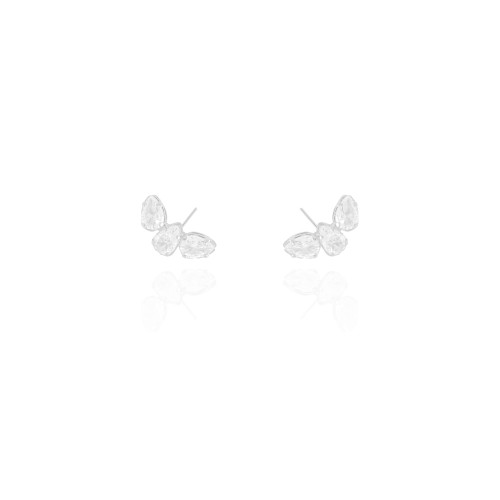 Ear Cuff Gotas Cristal 1.5 cm Ródio Branco