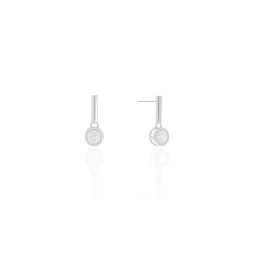 Brinco Palito Tubo Ponto de Luz Cristal Ródio Branco