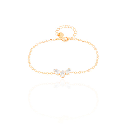 Pulseira Elos Gotas Cristais Banhado a Ouro 18K