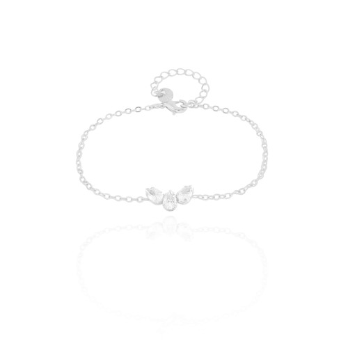 Pulseira Elos Gotas Cristais Ródio Branco