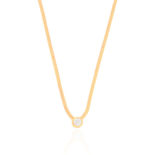 Choker Veneziana Dupla Ponto de Luz Cristal 7 mm Banhado a Ouro 18K