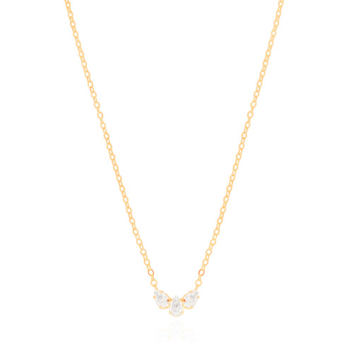 Gargantilha Elos Pingente Gotas Cristal Banhado a Ouro 18K - 40 cm