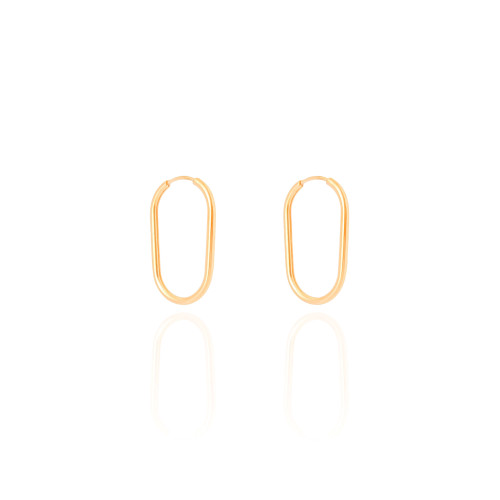 Brinco Argola Encaixe Fio Oval 2.2 cm Banhado a Ouro 18K