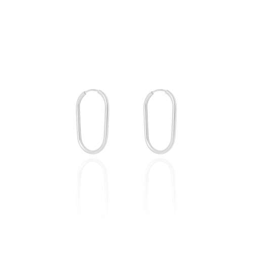 Brinco Argola Encaixe Fio Oval 2.2 cm Ródio Branco