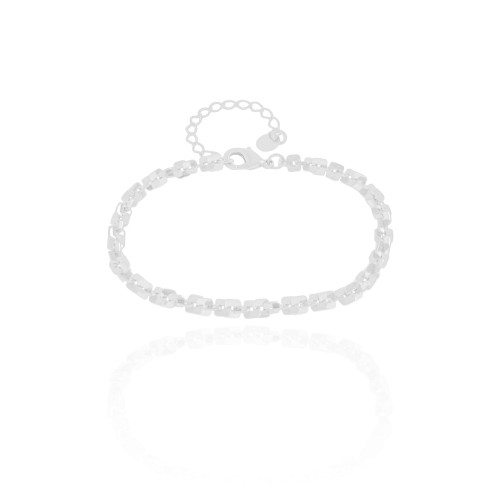 Pulseira Elos Quadrados 4 mm Ródio Branco