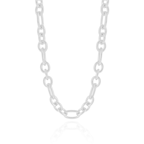 Choker Elos Ovais 8 mm Ródio Branco