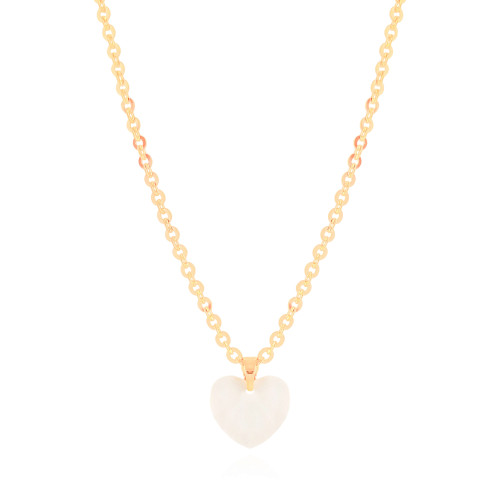 Gargantilha Elos Ovais Coração Madrepérola Banhado a Ouro 18K - 40 cm
