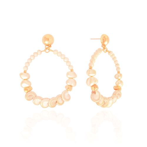 Brinco Bola Lisa Caracol 6.0 cm Banhado a Ouro 18K