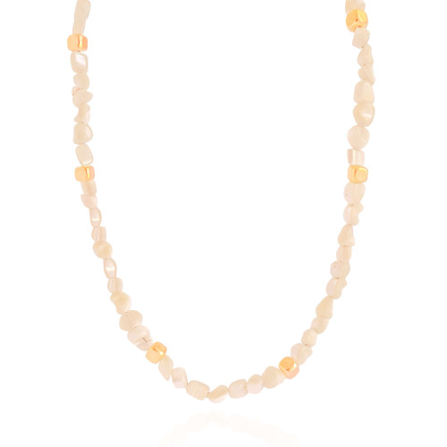 Choker Madrepérolas Quadrados Lisos Banhado a Ouro 18K