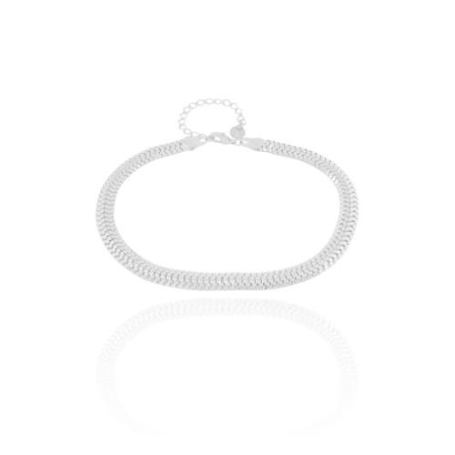 Pulseira Masculina Lacraia 6 mm Ródio Branco