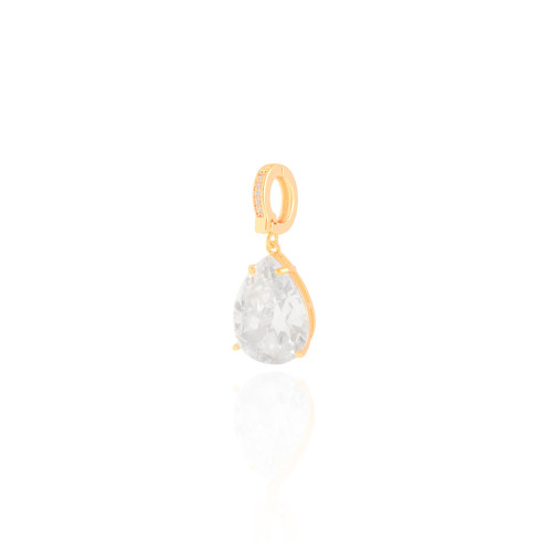 Pingente Gota Cravejada Cristal Banhado a Ouro 18K